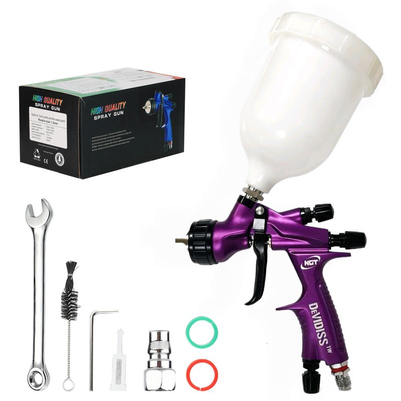 DeVidiss Hvlp Ngt Pro Te20 Lite Spray Gun Kit, Professional 1.3mm Nozzle, Car Paint Application, Comfortable for All Car Paints