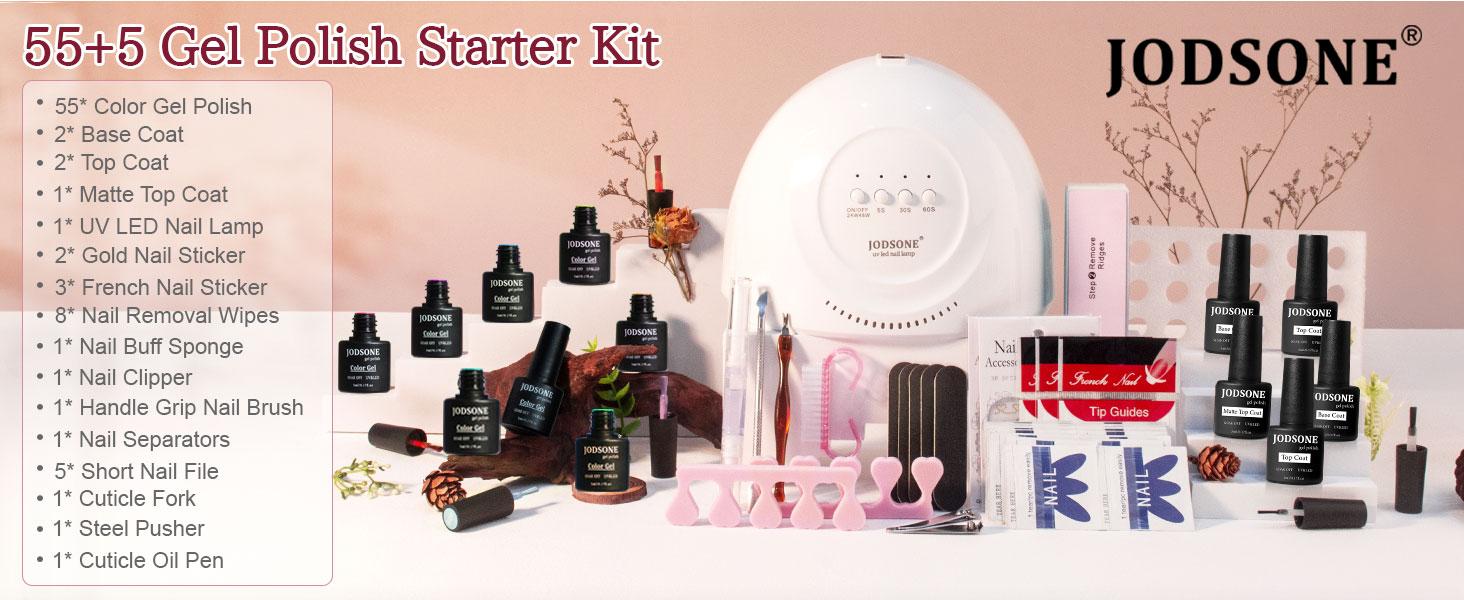 JODSONE Gel Nail Polish Kit 60 PCS with U V Light Soak off Base Top Coat Gel Polish 55 Shine Colors Gel Nail Kit Bright and Dark Brown Wine Red Series Manicure Set for Women and Girls JODSONE Gel Nail Polish Kit 60 PCS with U V Light Soak off Base Top Coat Gel Polish 55 Shine Colors Gel Nail Kit Bright and Dark Brown Wine Red Series Manicure Set for Women and Girls