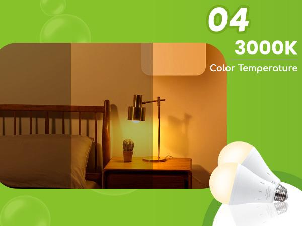 DEBAOBULB 4PK Warm Light E26 120V 9W Rechargeable Battery Operated Emergency LED Lamp Multifunctional Hook Included Home Energy Saving Lighting