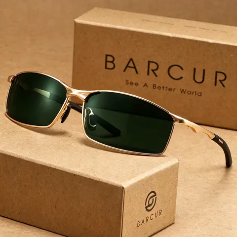 BARCUR Classic Vintage Men's Sunglasses, Casual Outdoor Sunglasses, Square Frame, Uv400 Protection, Sun Protective Sunglasses, Geometric Design, Casual Style, Ideal for Fishing and Camping