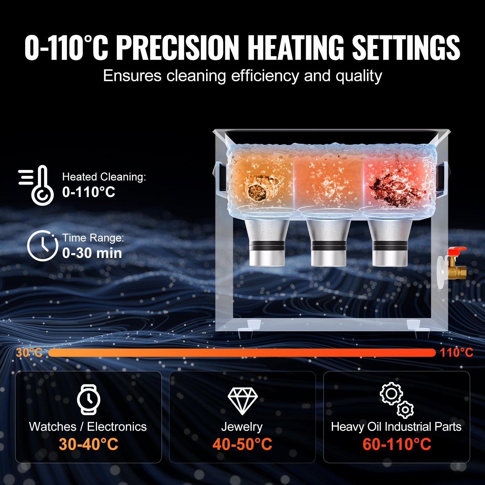 VEVOR 6L Ultrasonic Cleaner with Heater Timer Basket, Professional Digital Sonic Cavitation Machine, 180W Cleaning Machine for Watch Instruments, Glasses, Coin, Metal Parts, Tool