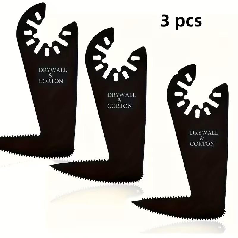 3 Piece Oscillating Multi-Tool Blades with Quick Release, Stainless Steel Teeth, Compatible with Most Cordless Drills and Oscillating Tools, Suitable for Drywall, Metal, Wood, and Construction Projects