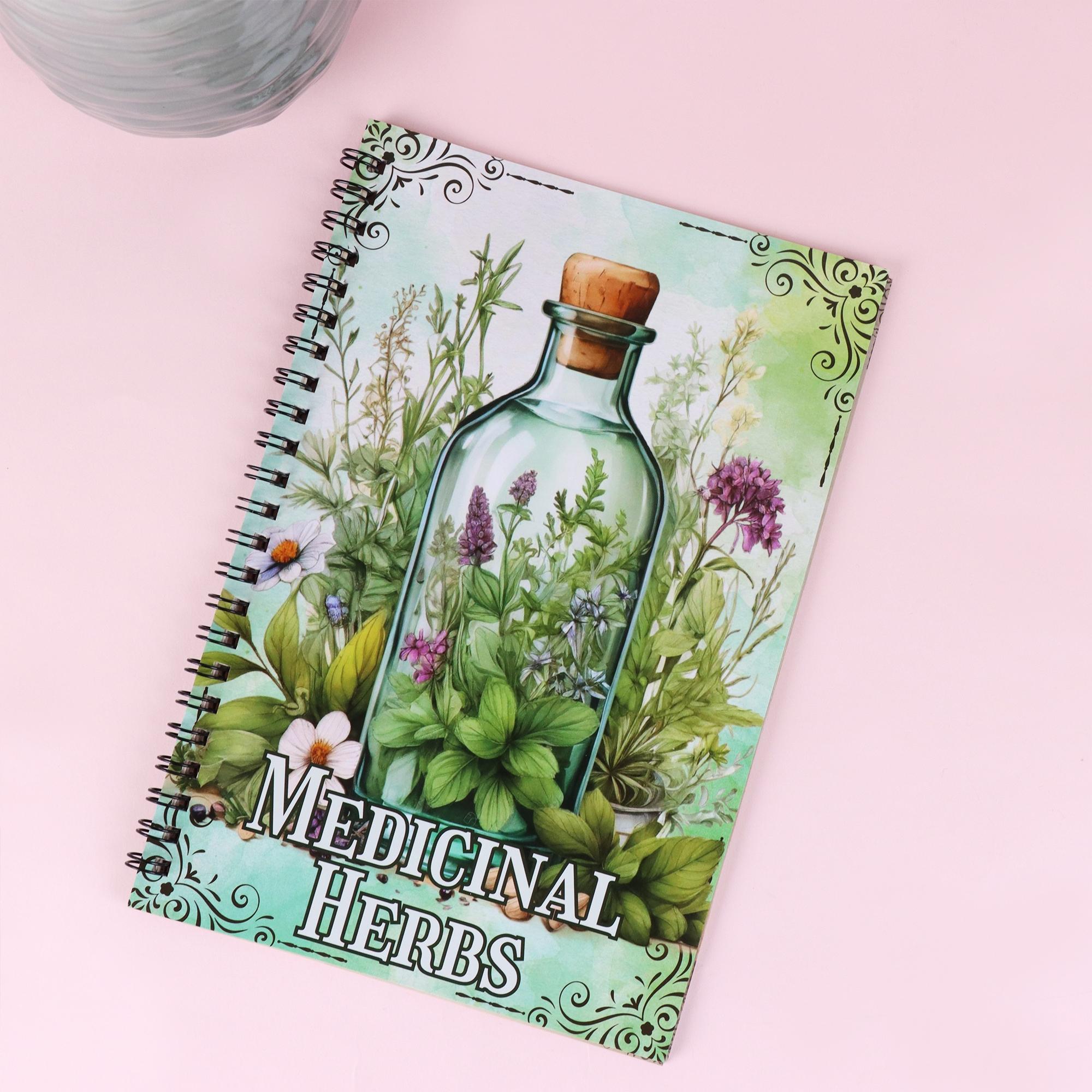 Medicinal Herbs Learning Notebook, Herbal Study Guide, Perfect for Nature Lovers, Christmas Gift Idea, Essential Botanical Journal, Spiral Notebook, Spiral Coil Notebook