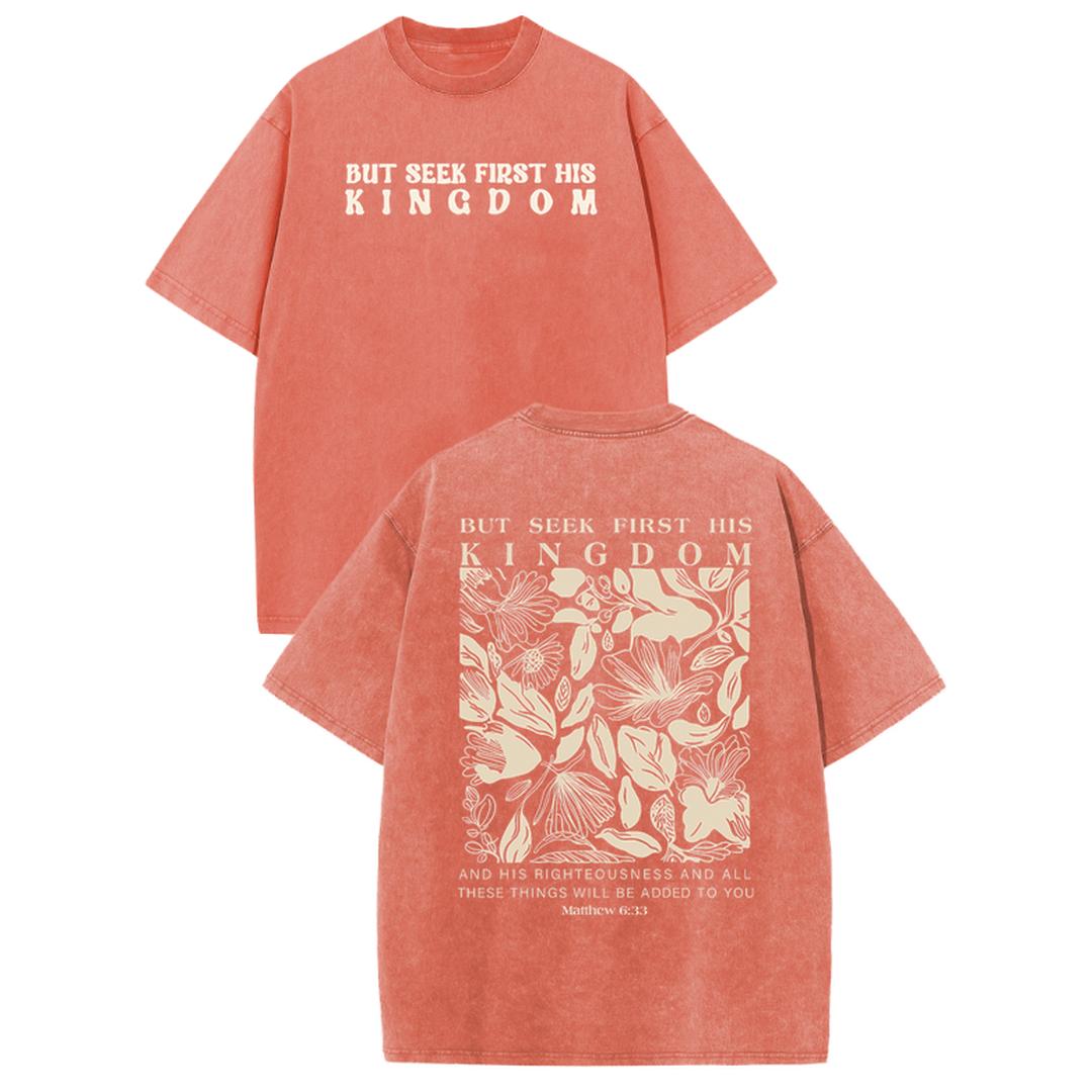 Holafish Vintage "Seek First His Kingdom" Lemon Acid Washed T-Shirt Retro Matthew 6:33 Floral Christian Graphic Tee Casual Loose Short Sleeve Top 2026 New Color Scheme Summervibes Holafish Vintage "Seek First His Kingdom" Lemon Acid Washed T-Shirt Retro Matthew 6:33 Floral Christian Graphic Tee Casual Loose Short Sleeve Top 2026 New Color Scheme Summervibes