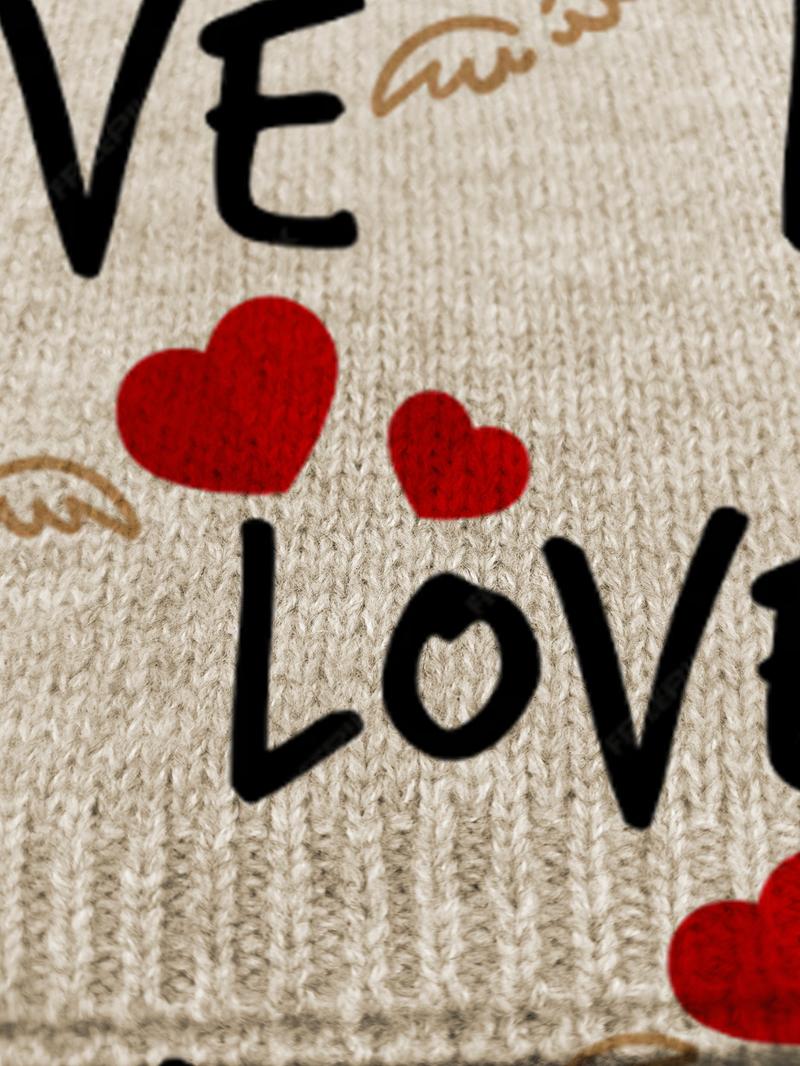 Heart Letter Colorblock Open Front Button Knit Sweater Vest, Casual Sleeveless Cardigan for Spring Summer Fall, Women's Comfortable Warm Clothing