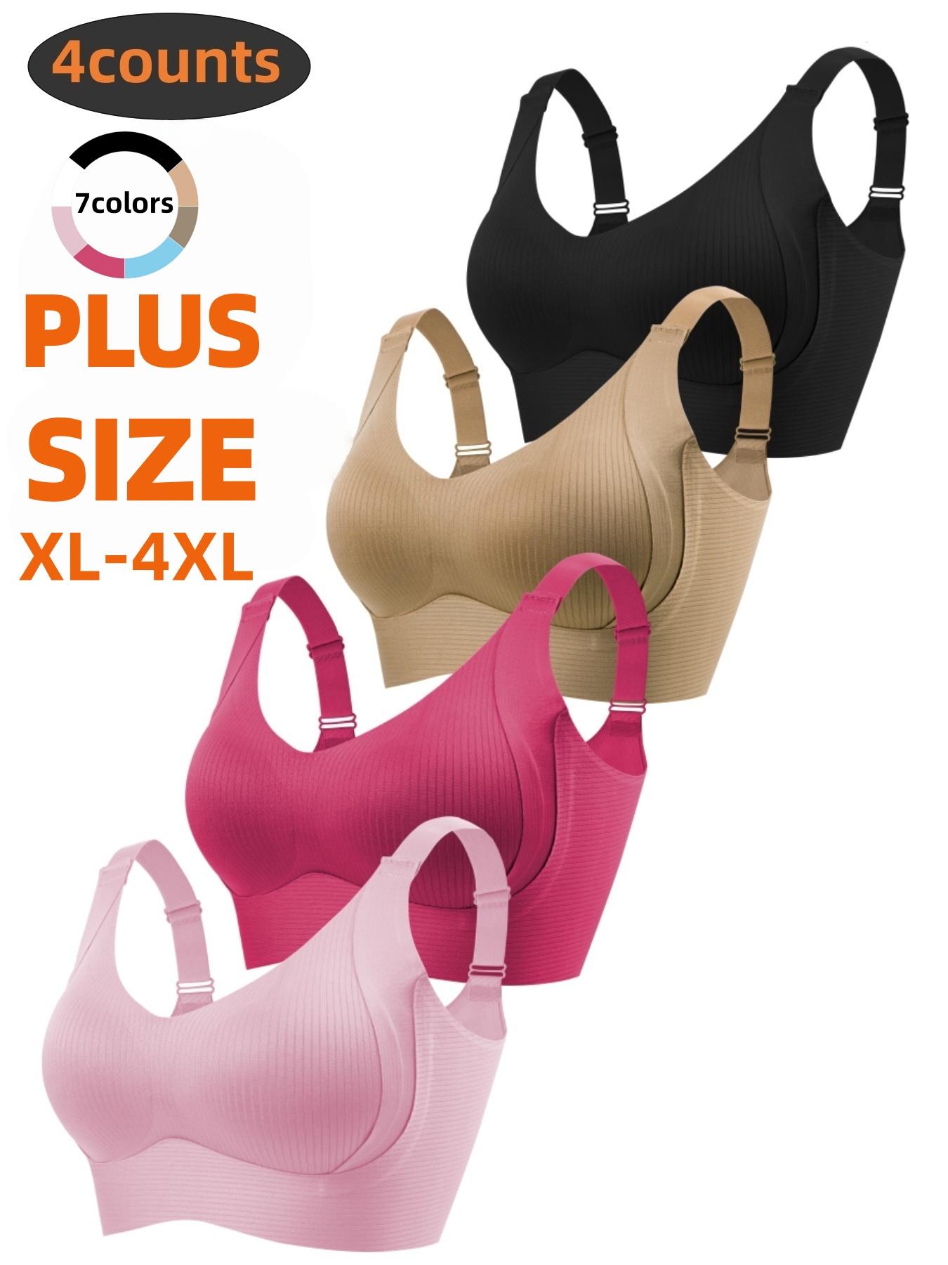 4-Pack Plus Size Comfortable Seamless Bras, Sizes 1XL-4XL, Designed for Women, Wire-Free Push-Up Style, Suitable for Daily Wear, Maximum Comfort.
