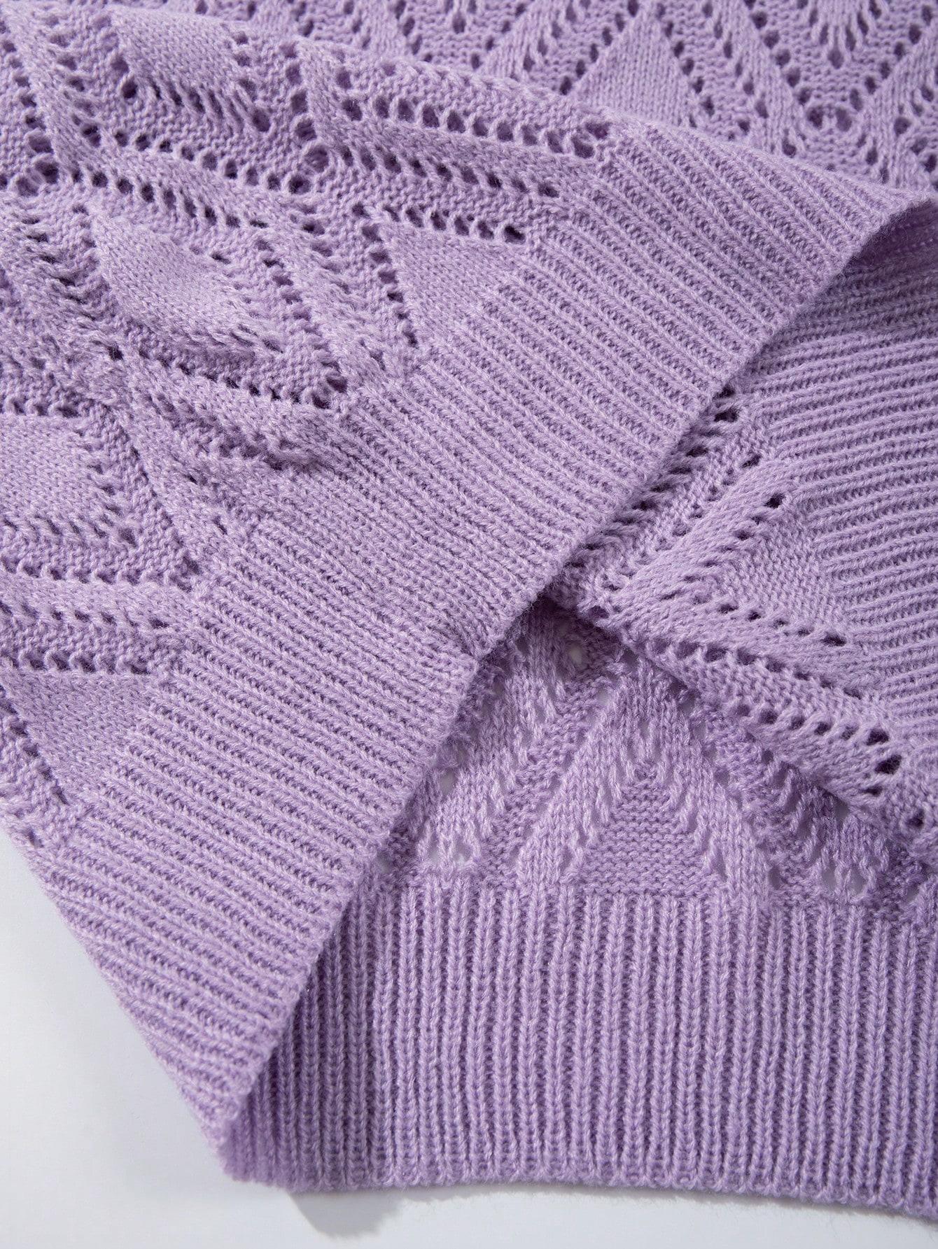 Men's Spring Summer Casual Hollow Out V Neck Knit Sweater, Short Sleeve Fashion Simple Comfortable Lightweight, Perfect for Daily Streetwear