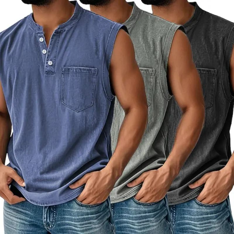 1/3 Pack Men's Sleeveless Collared Shirts, Casual Button Down Polo Style Tank Tops, Relaxed Fit Plus Size Athletic Vests for Running, Fitness, Gym Training, Workouts, Travel and Outdoor Wear