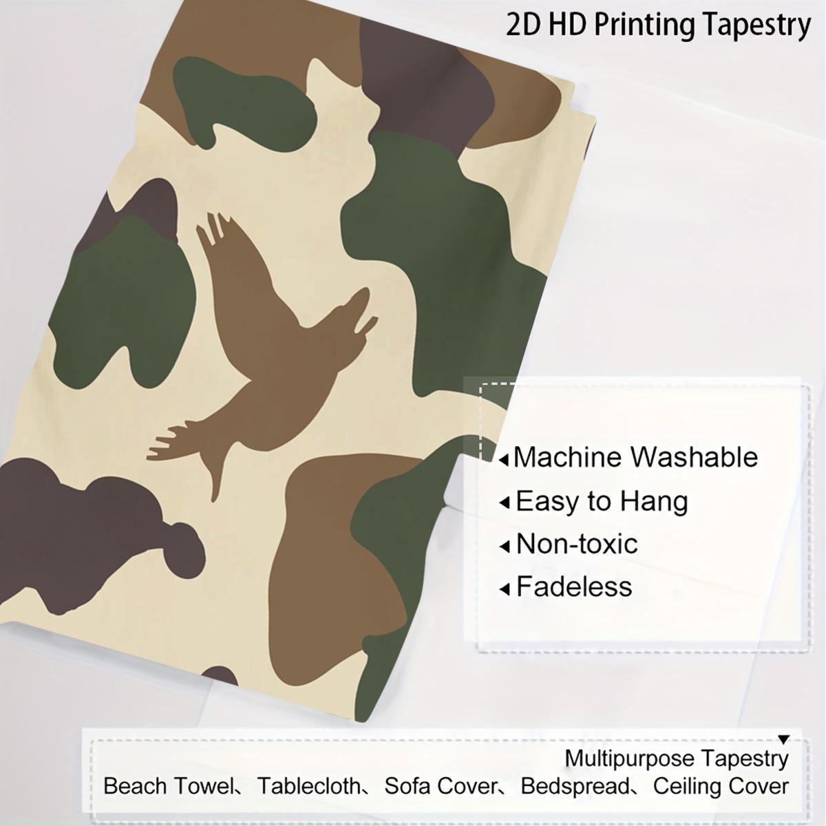 Wild Duck Camo Hunting Tapestry, HD Digital Printed Wall Hanging Tapestries, Multi-Use Wall Blanket for Bedroom Living Room, Perfect Backdrop Decor for Hunting Enthusiasts, Ideal Gift