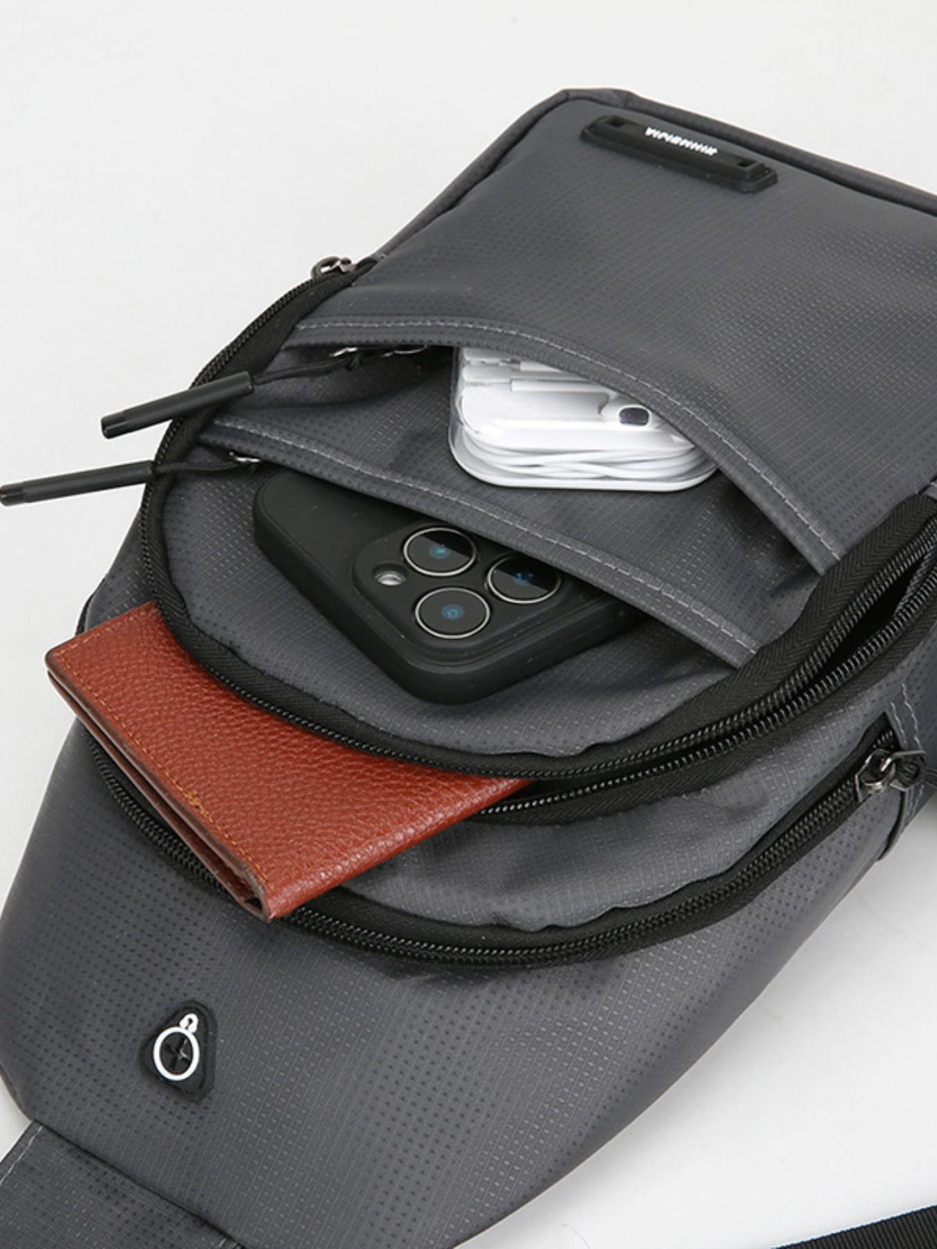 Men's Casual Nylon Chest Bag, Multi-Functional Zipper Pouch, Comfortable Outdoor Sports, Cycling, Commuting, Adjustable Strap Backpack