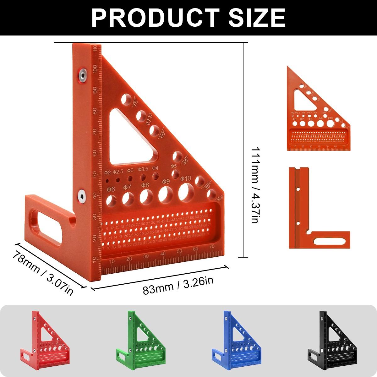 Multifunctional Woodworking Angle Adjustment Ruler, Measuring, Positioning, Drilling, Marking, Essential Tool for Beginners