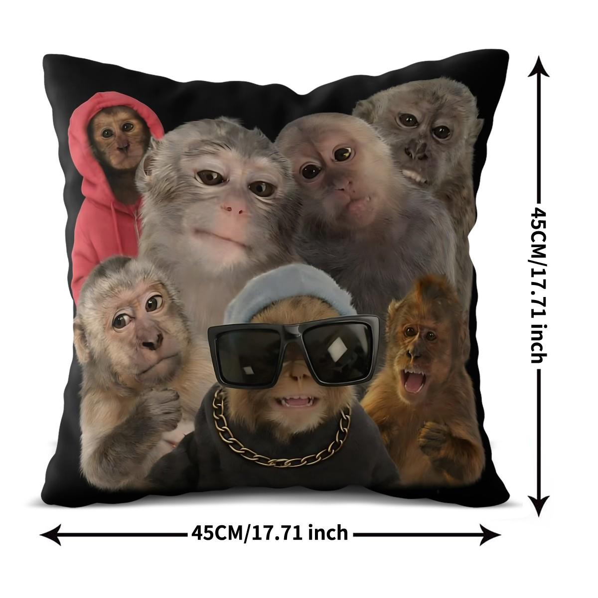 Trending Monkey Throw Pillow, Warm and Whimsical Fun Home Decor Checkered Accent Pillow, for Sofa Pillowcases and Bedding Home Decor Cushion