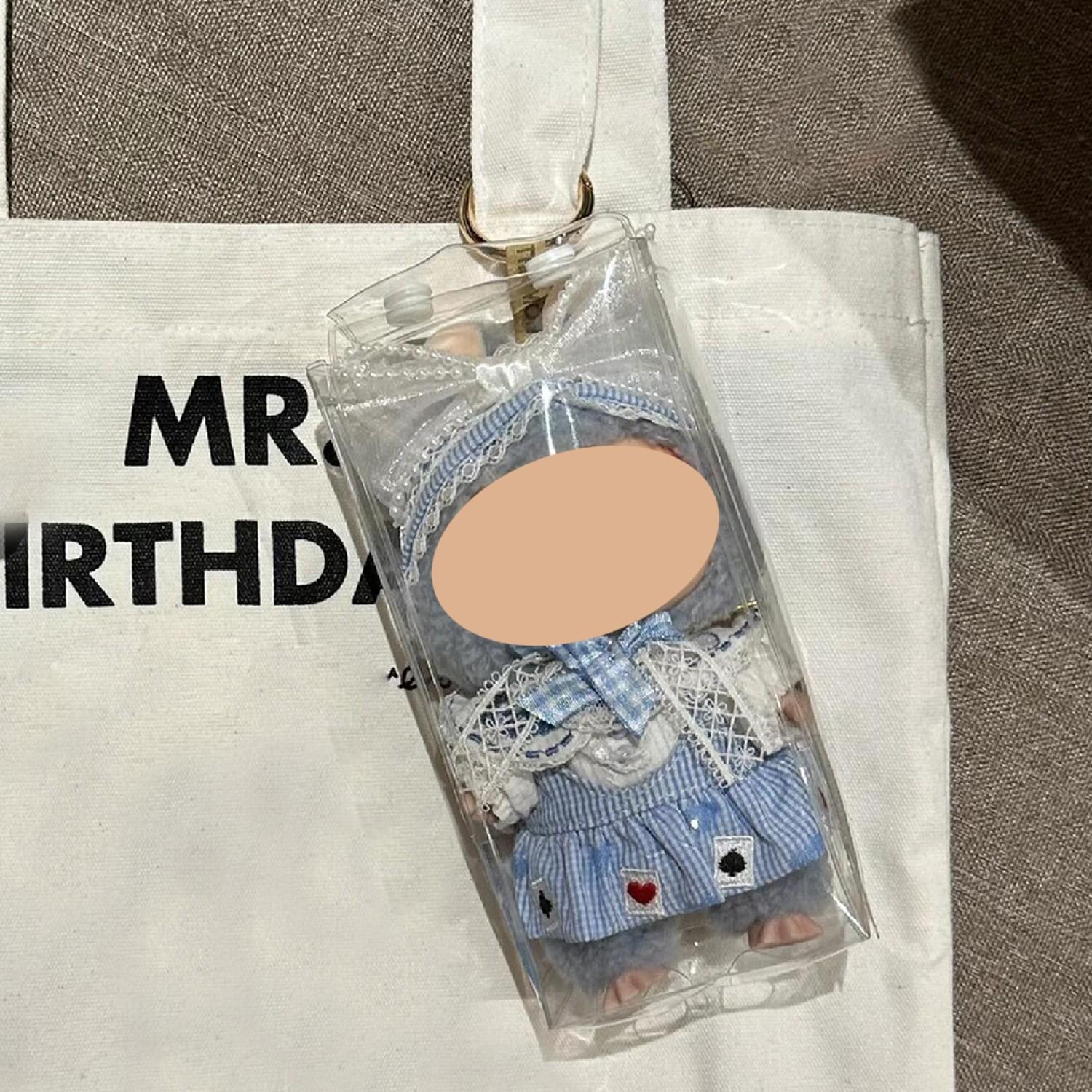 Protective Cover Only 1Pcs Soft Doll Pendant Protective Cover Lightweight Storage Bag Clear Display Storage Boxes for Labubu Cute Dolls