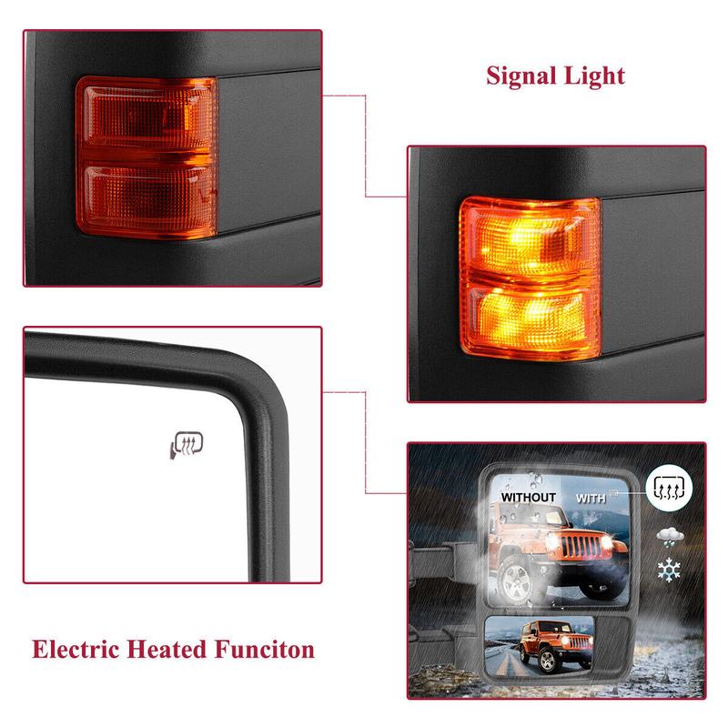 OEDRO Towing Mirrors Car Accessories Compatible for 1999-2007 Ford F250 F350 F450 F550 Super Duty / 2001-2005 Ford Excursion Tow Mirror Power Heated with Turn Signal Light 1999 2000 2001 2002 2003 2004 2005 2006 2007