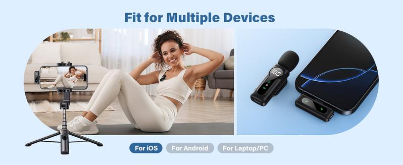 USB C Wireless Lavalier Microphone for Type-C,Android Phone,PC,Mini Microphone with Noise Reduction,Lapel Microphone for Video,Interviews,Live Streaming,TikTok,YouTube,2Pack (For iPhone 15 and Above)