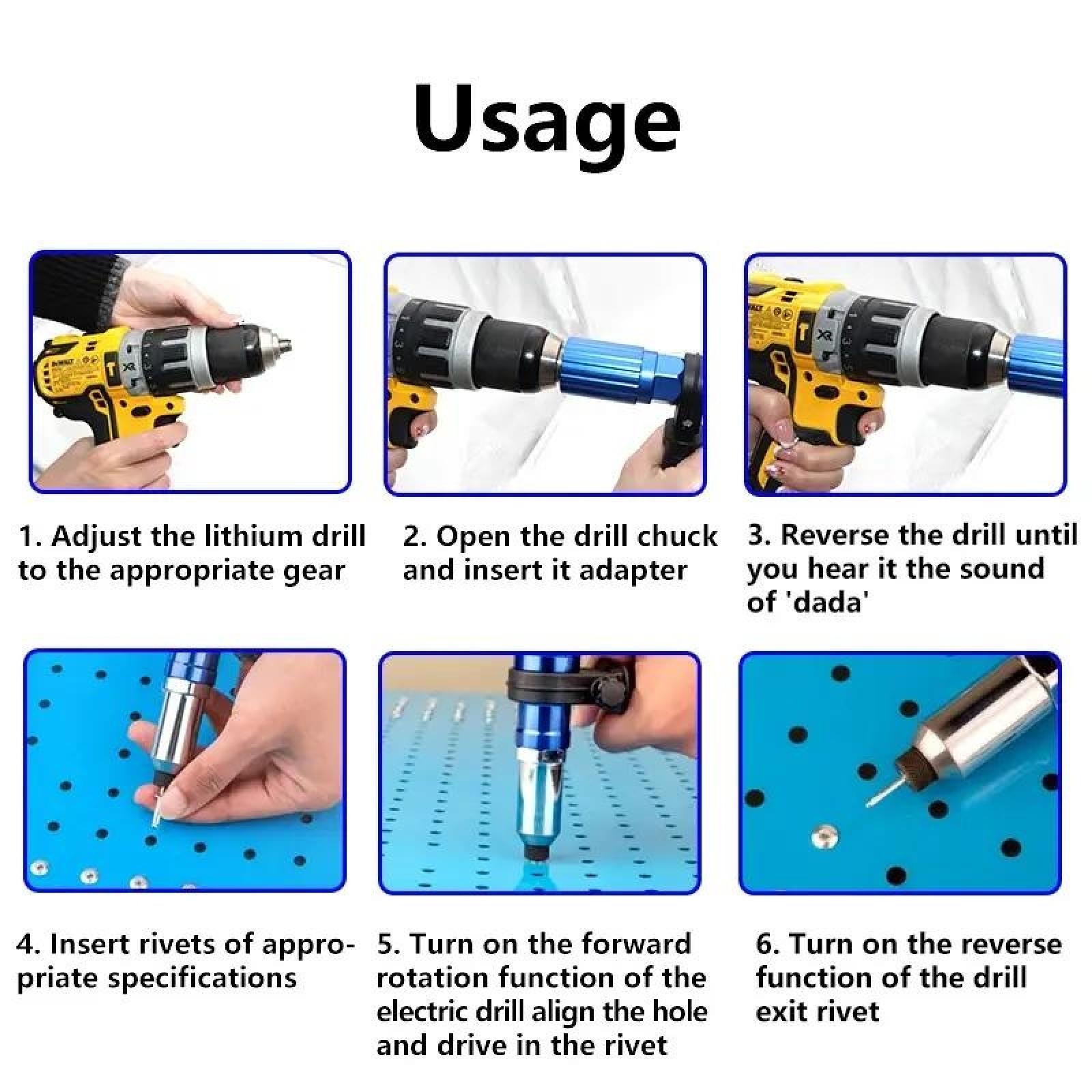 Pop Rivet Gun Tool Rivet Drill Attachment Power Drill Tool Kit Cordless Rivet Gun