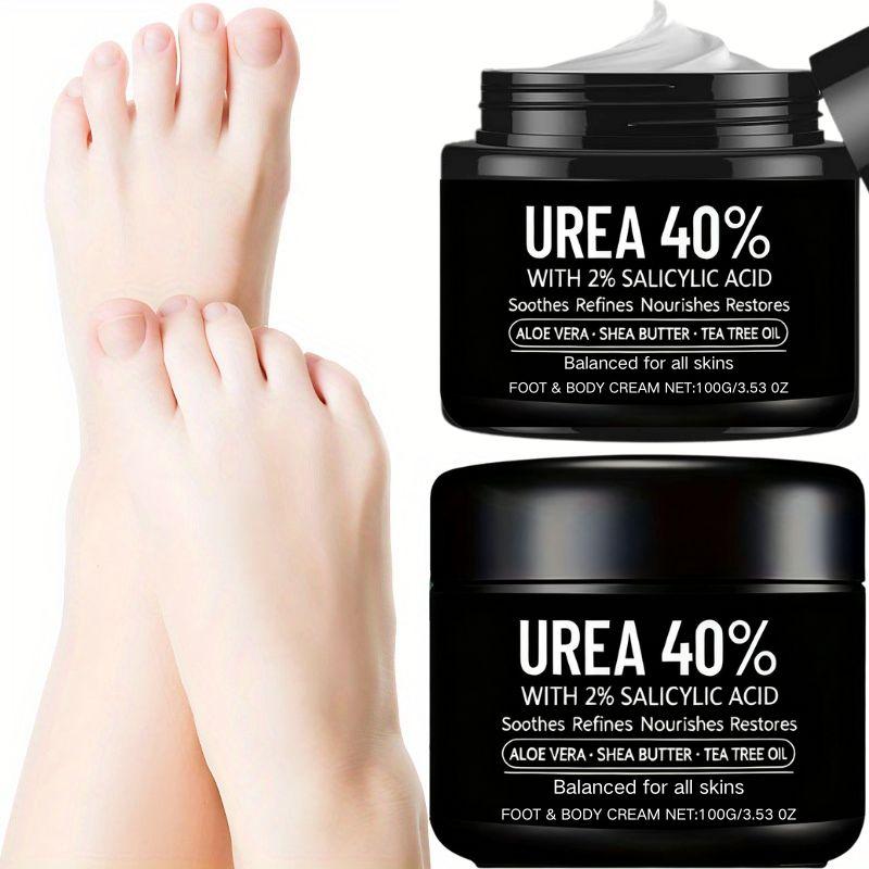 1pc 40% Urea Foot Cream for Cracked Heel - with Tea Tree Oil, Hyaluronic Acid & Shea Butter - Intense Moisturizer, Dead Skin Remover, Non-Greasy, Hypoallergenic Formula for All Skin Types