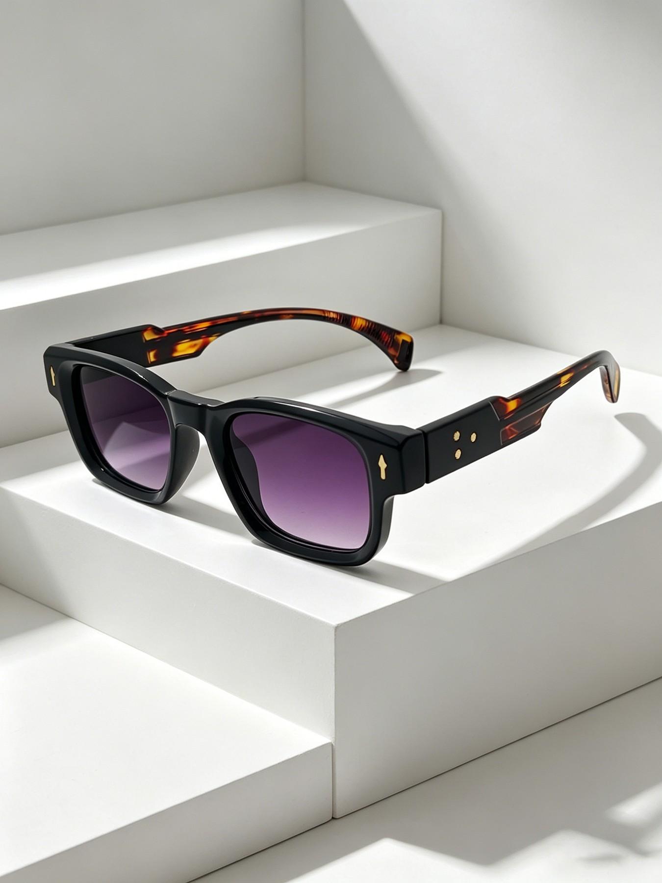Catreside Classic Square Frame Sunglasses Tr Material, Anti-Blue Light, Unisex, Suitable for Beach, Cycling, Music Festivals, Parties