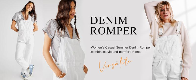 Danedvi Women's Casual Denim Overalls Adjustable Straps Jeans Pants Jumpsuits with Pockets