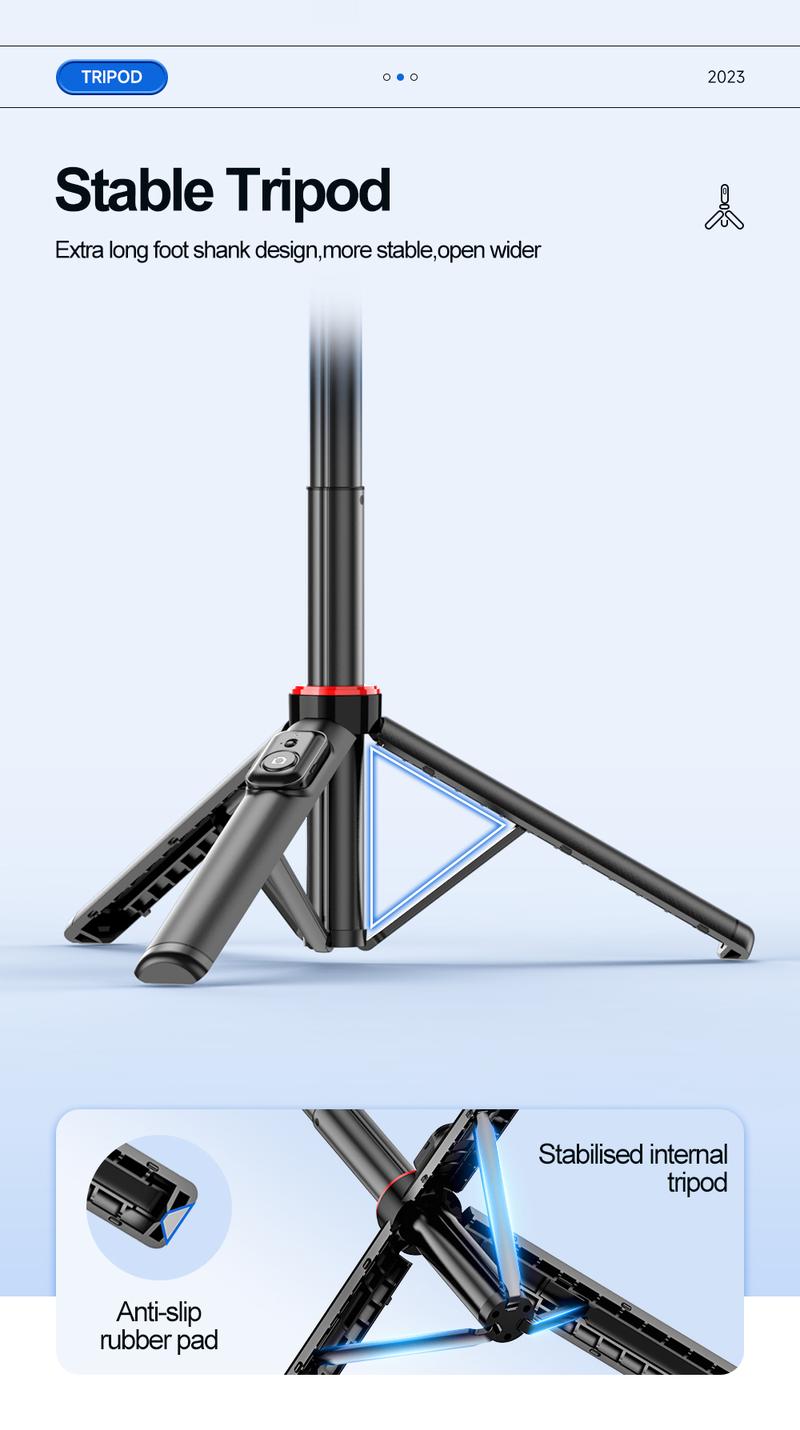 52"Portable alloy frame selfie tripod with wireless Bluetooth controller and detachable fill light,Easy to carry outdoors,Selfie Stick