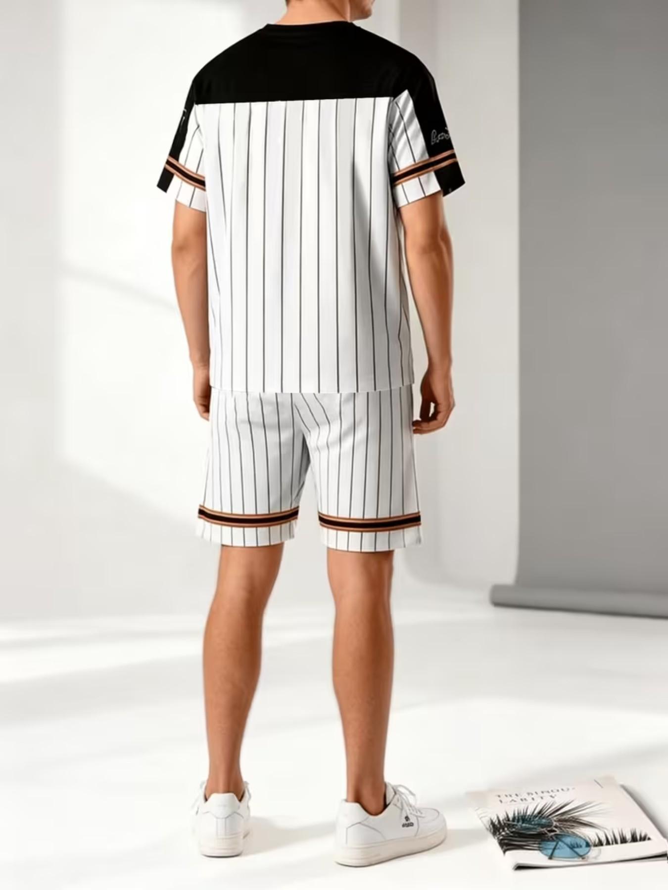 Men's Casual T-Shirt and Shorts Set, Los Angeles Letter Design & 79 Pattern, Comfortable Polyester Fabric, Perfect Gift for Summer Outdoor Activities