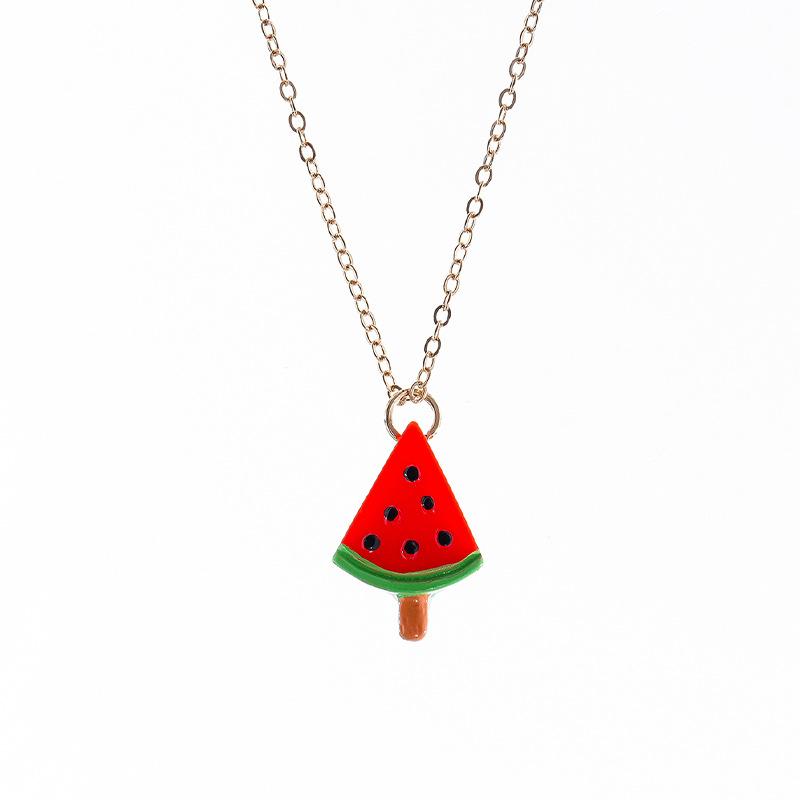Summer Style Watermelon Pendant Necklace - Fashionably Simple, Versatile and Cute Necklace