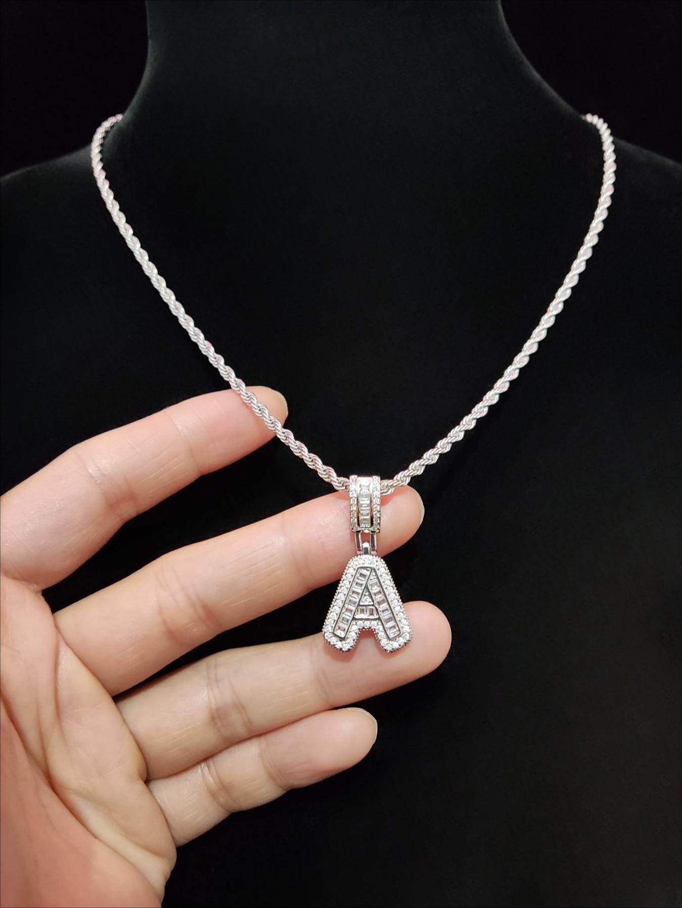 Women's Sparkling Cubic Zirconia Initial Necklace - Personalized Alphabet Letter Pendant, Silver Costume Jewelry, Fashion Birthday Gift, Letter Necklace