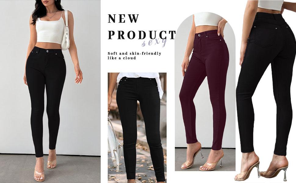 GILIPUR Y2K Women's Plain Pocket with Buttons, Casual Comfy Skinny Sports Stretchy Leggings for Yoga Gym Workout, Ladies Bottoms for Fall & Winter