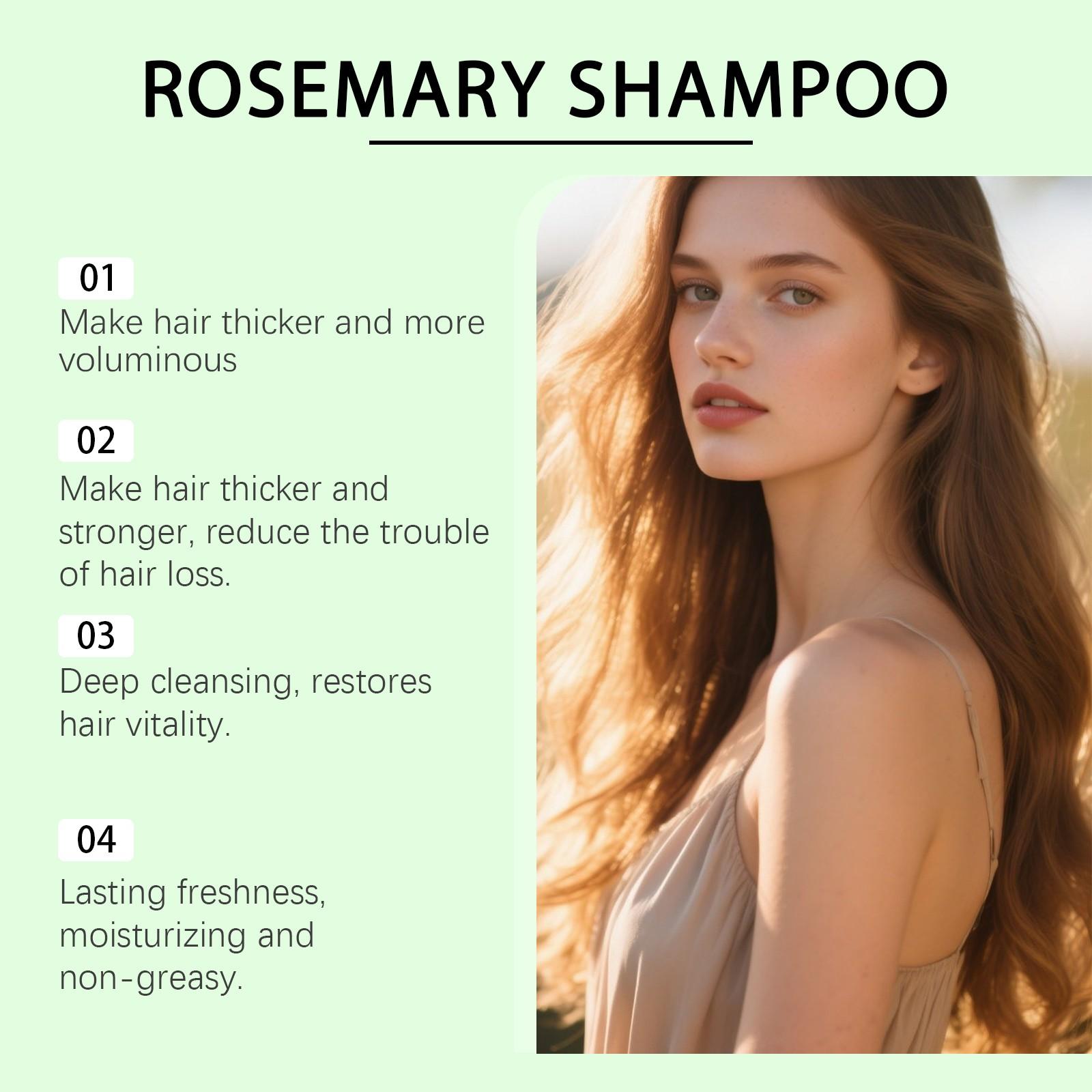 Rosemary Shampoo Daily Scalp Cleanser, Nourishes Hair, Natural Shine, Softening, Moisturizing, Gentle Formula, Ideal for Regular Use
