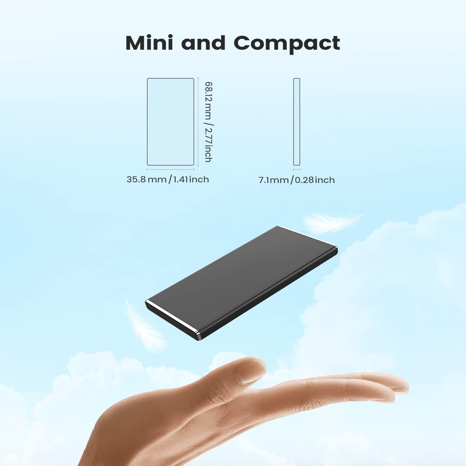 500GB Portable External SSD, USB 3.1 Gen2 450MB/s Data Transfer, Metal USB C Mini Portable External Solid State Drive for PC, Laptop, Phones and 500GB Portable External SSD, USB 3.1 Gen2 450MB/s Data Transfer, Metal USB C Mini Portable External Solid State Drive for PC, Laptop, Phones and