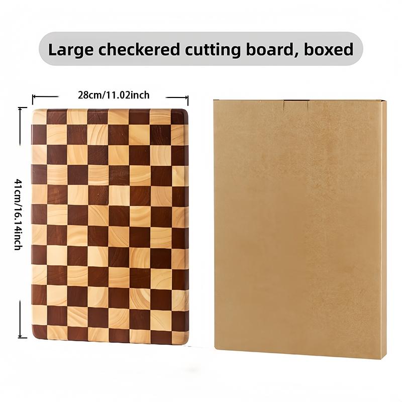 1PC Creative Checkered Wooden Cutting Board, Home Chopping Board, Mosaic Vegetable Cutting Board, Kitchen Food Prep Board, Fruit Solid Wood Board, Cooking Cutting Board, Durable Cutting Boards, Kitchenware