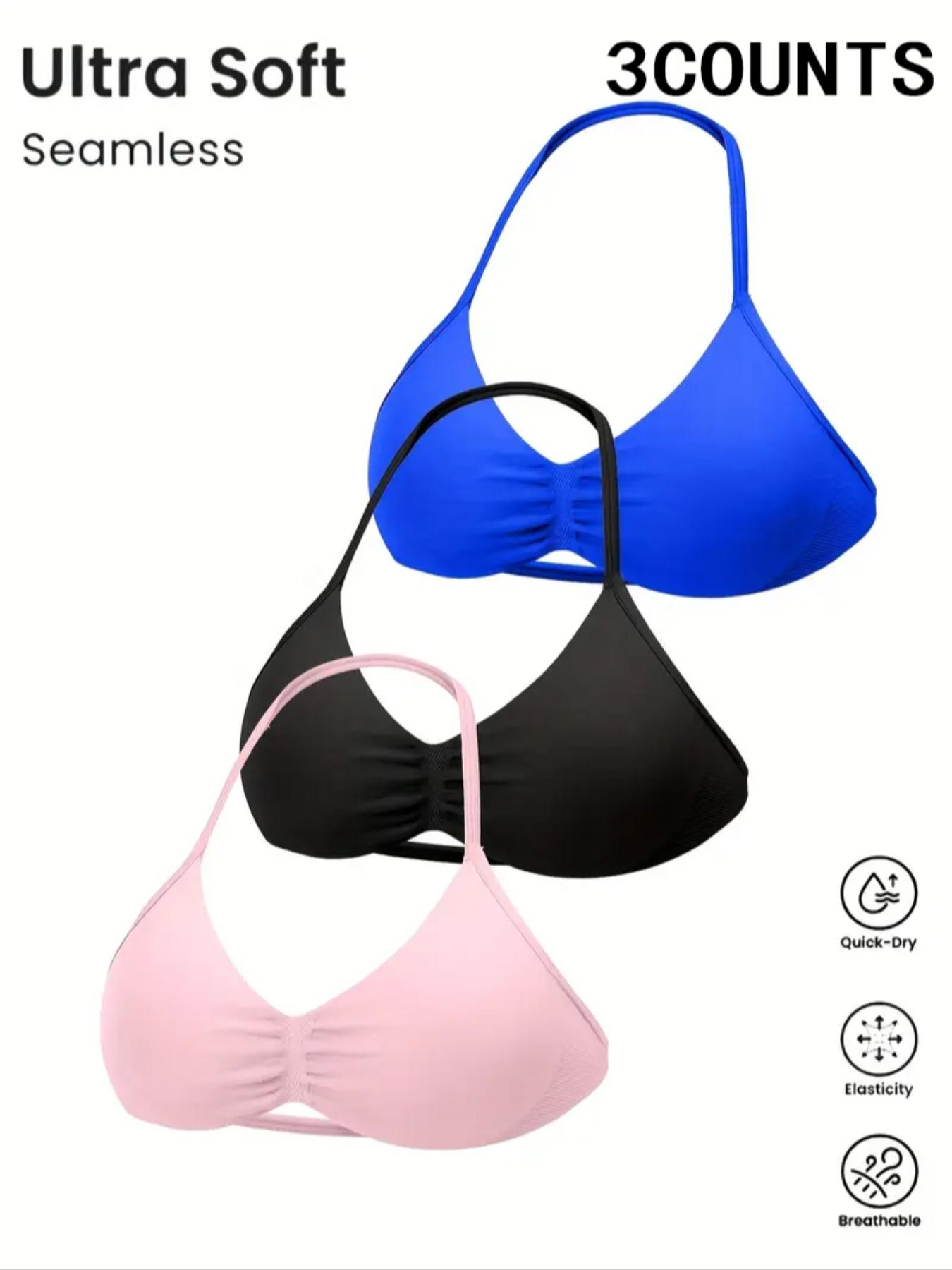 Three Pieces Set Women's Yoga Strappy Sports Bras, Backless Sports Bra, Sexy Halter-neck Bras, Comfortable and Breathable