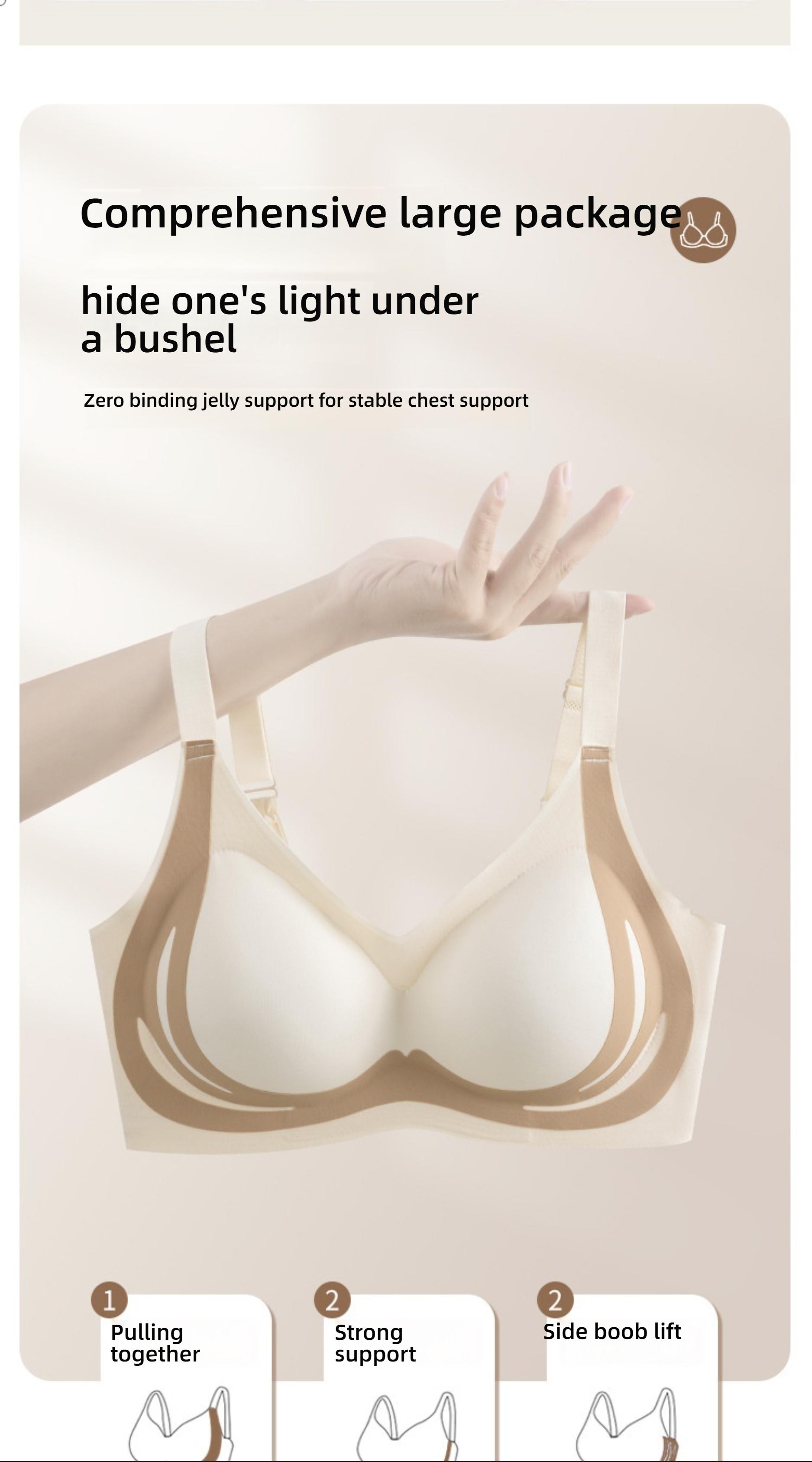 Fixed Cup Lift Push-Up Bra, Anti-Sag No Underwire Gathered Breast Support, Seamless Adjustable Backless Tube Top Lingerie