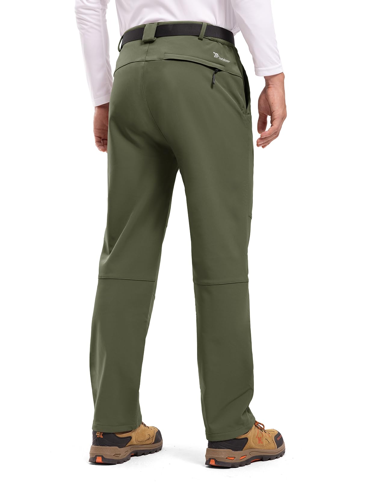 TBMPOY Men's Outdoor Hiking Ski Waterproof Fleece Lined Pants With Belt For Hiking,Fishing, Hunting,Skiing, Camping, Cycling, Shopping