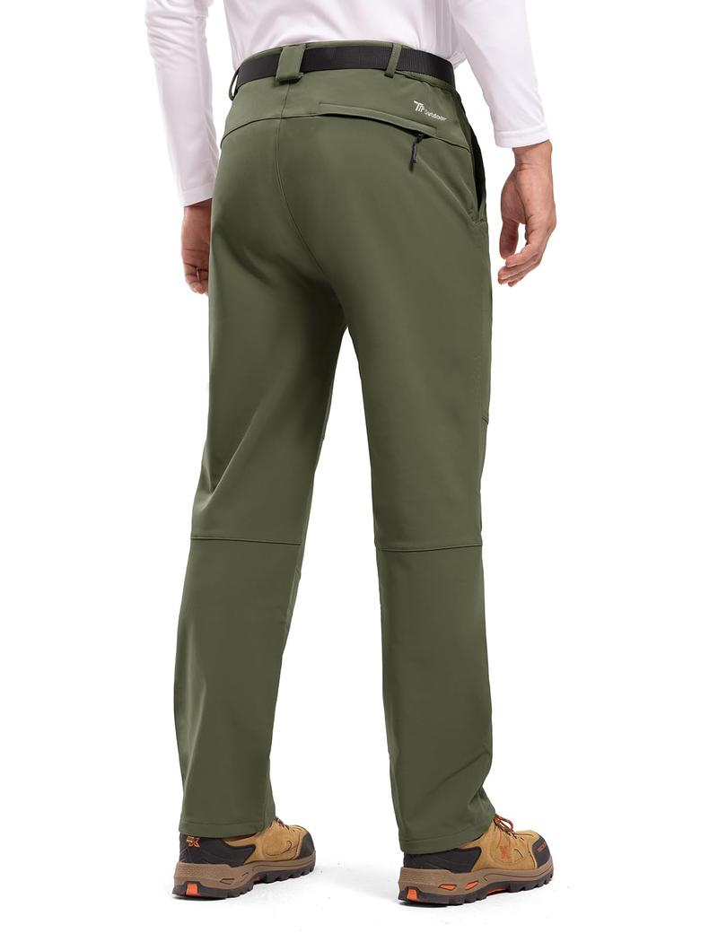 TBMPOY Men's Outdoor Hiking Ski Waterproof Fleece Lined Pants With Belt For Hiking,Fishing, Hunting,Skiing, Camping, Cycling, Shopping