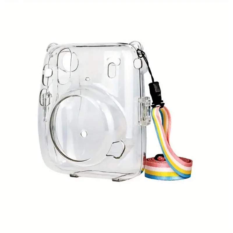 Transparent Protective Case for Fujifilm Instax Mini 11 Crystal Hard Cover with Shoulder Strap