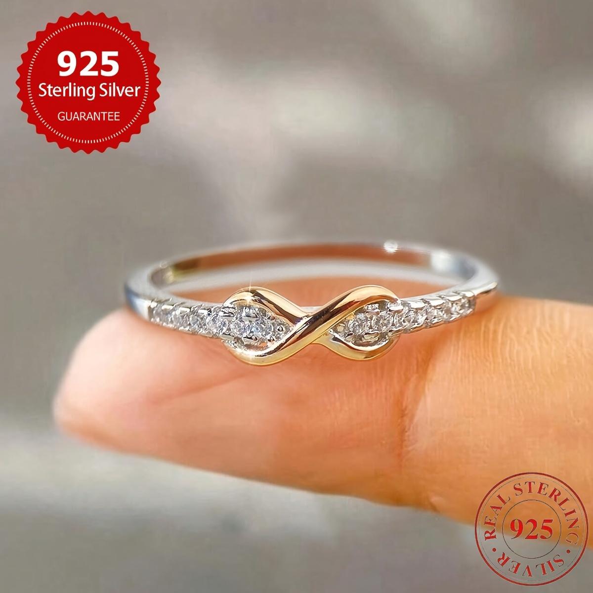 S925 Sterling Silver Wedding Ring Dainty Fresh Lucky 8 Loop Colorful Split Delicate Jewelry Gift for Women