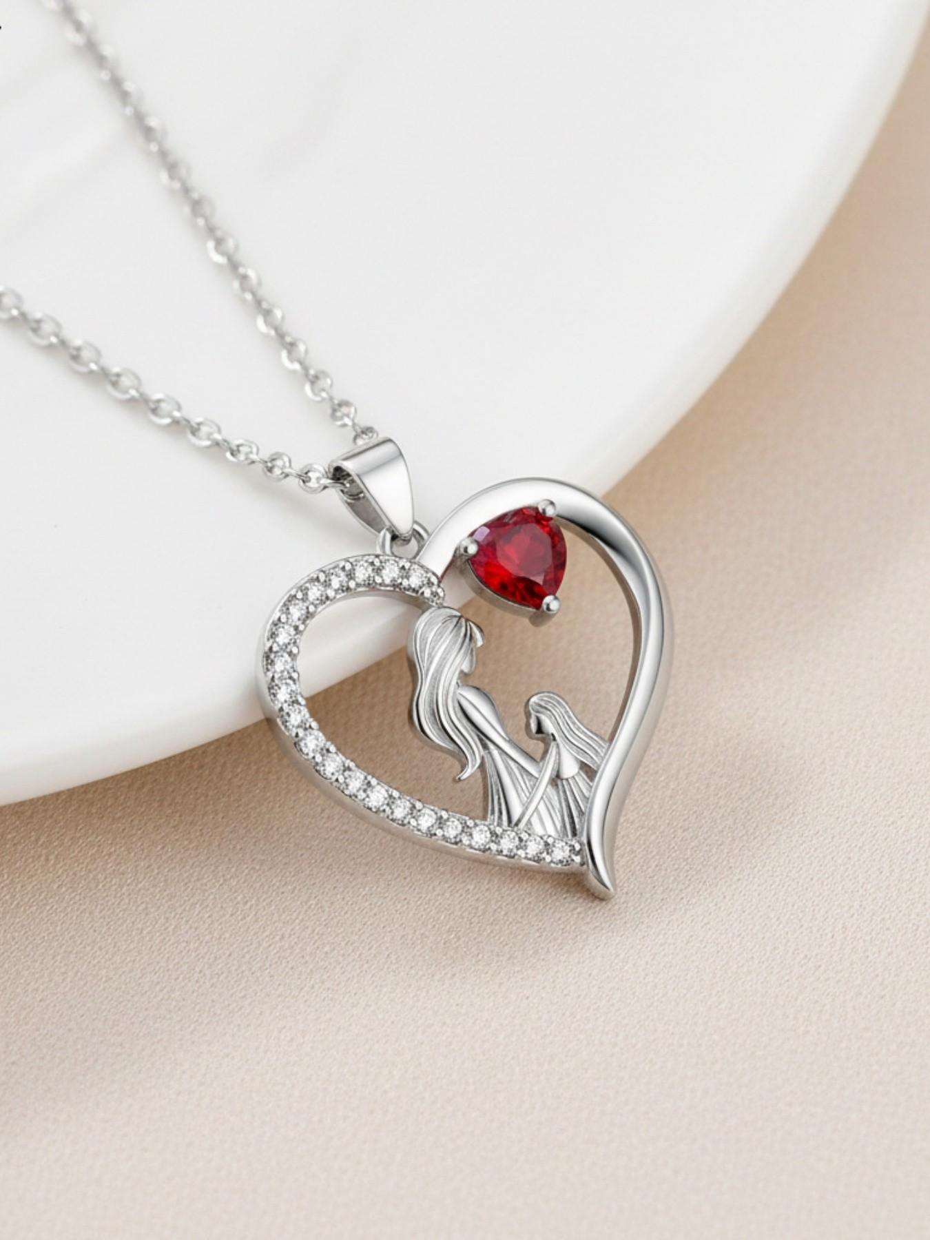 Pink Heart Shadow Exquisite heart-shaped fashion luxury gem necklace for mother and daughter.Paired with a preserved rose & teddy bear gift box.Perfect mysterious gift for festivals, birthdays, Valentine's Day, Mother's Day and Christmas.