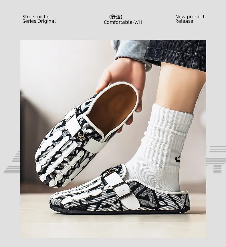 Men's Bohemian Print Mules, Mule Slides, Comfortable Slip-On Sandals, Adjustable Buckle, Soft Insole, Ideal for Daily Wear, Casual Footwear