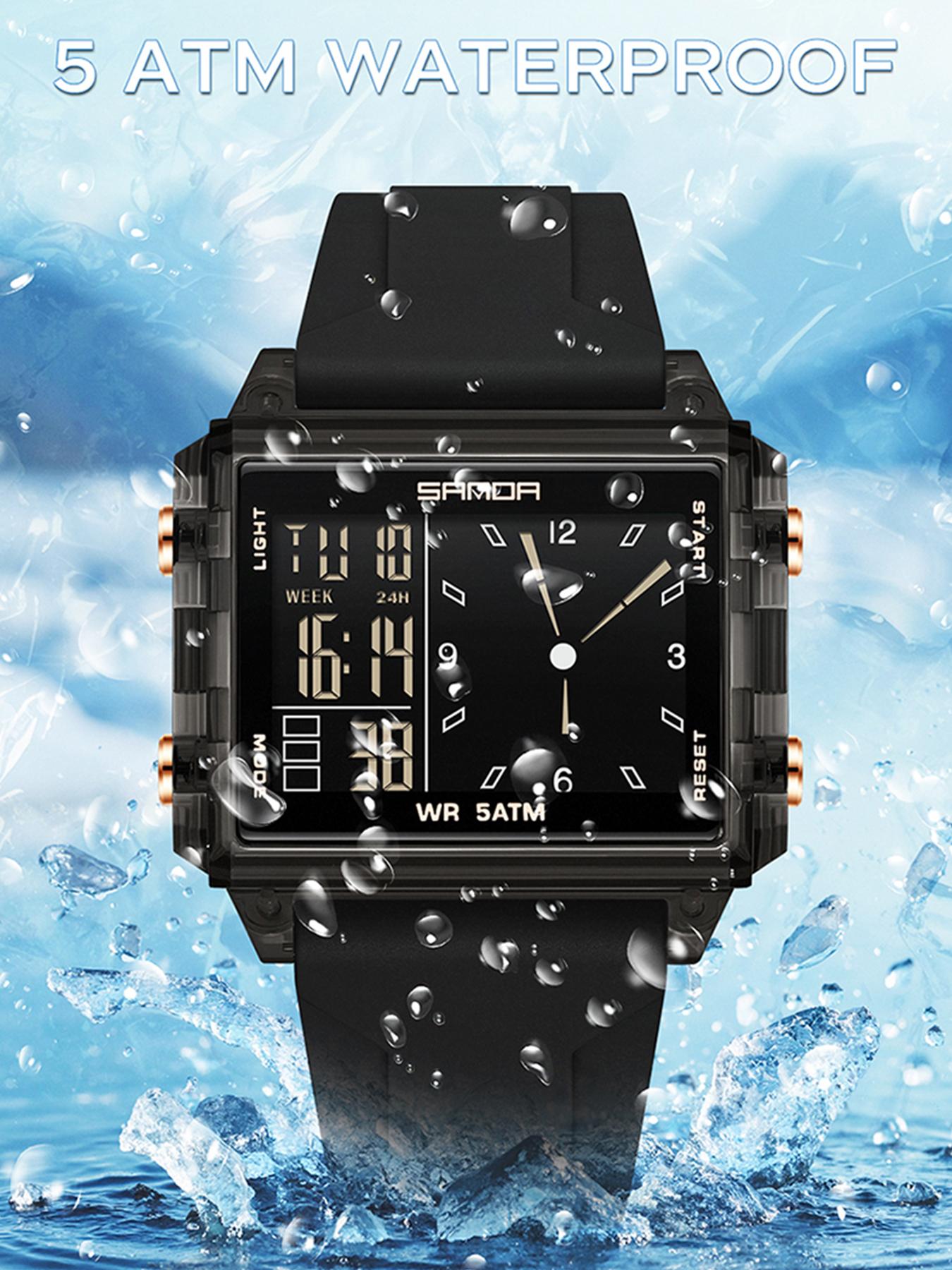 SANDA Unisex Analog-Digital Fashion Watch, Waterproof Luminous Multi-Function Youth Style Watch with Countdown Timer, Perfect for Casual Wear