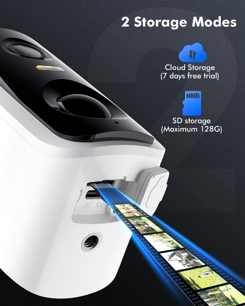 Battery Rechargeable Security Camera Wireless Indoor/Outdoor 2.4GHz WiFi , 2K Color Night Vision, Automatic Alarm, AI Detection