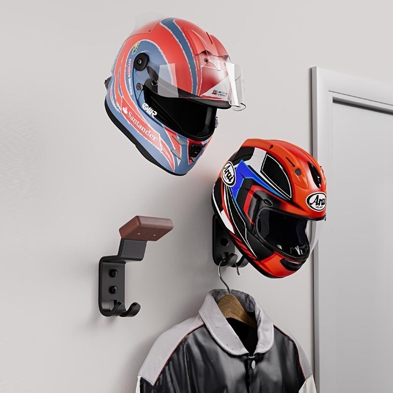 Helmet Rack, Helmet Hook, Wall-Mounted Motorcycle Helmet Stand, 180-Degree Key Ring Holder, Living Room Accessory