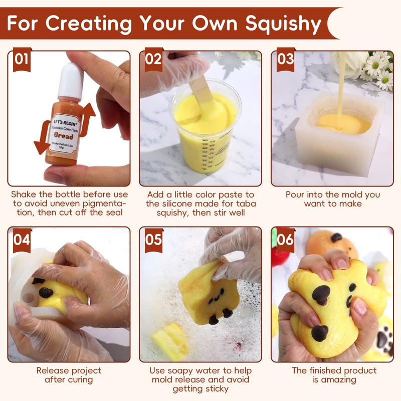 Liquid Silicone Squishy Maker Gel, Super Soft Silicone Rubber Making Kits 1:1 AB Mix Molding Cats/Dogs Paw, Hamster & Dragon Taba Squishy Making All-in-one Kit,DIY Decompression Gift,Silicone Pigment Dye for Taba Squishy, Stress Relief Toys - LET'S RESIN