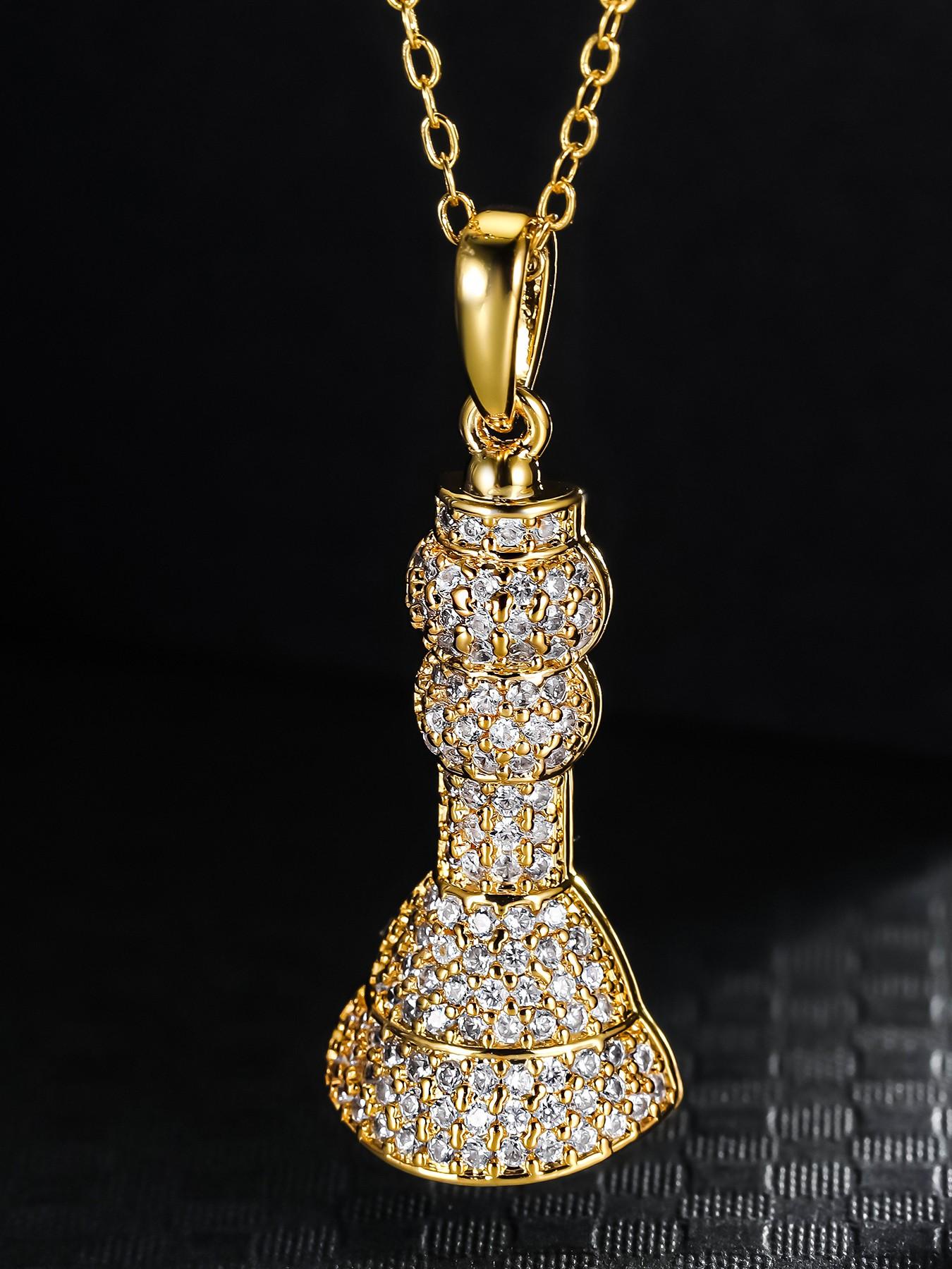 Iced Chics Hip Hop Zircon Queen Chess Piece Pendant Necklace, Unique Accessory, 24inch Chain, Artificial Zircon Material, Street Style Jewelry
