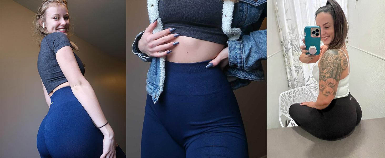 AUROLA 2 Pieces Set Intensify Workout Leggings for Women ,Seamless Scrunch Tights Tummy Control Pants SpringStatements