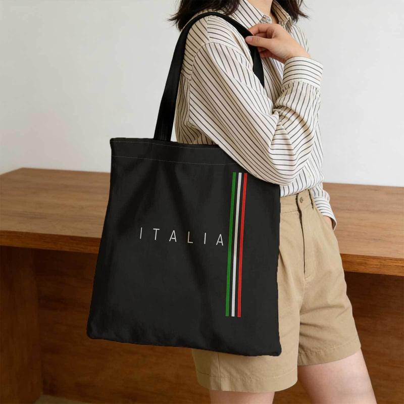 Italian Tricolor Retro Tote Bag Suitable for Shopping, Beach & Picnic - Foldable Bag with Italian Flag Print, Shoulder Straps, Iconic National Emblem for, Travel, Daily Use - Hand Washable