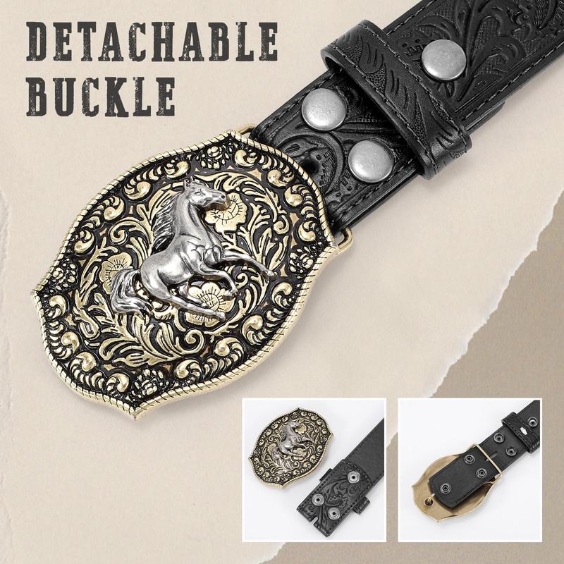 BELTROAD Cowboy Cowgirl Leather Buckle Belt for Men Women Western Leather Belt for Jeans Business Belt Unisex All Year Round Christmas Gifts