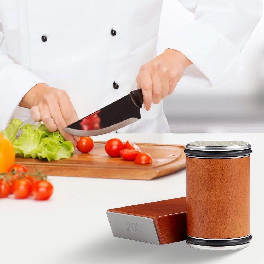 Rolling Knife Sharpener | Rapid Knife Sharpener & Kitchen Knife Sharpener| for Knives, Scissors, Cleavers & Outdoor Tools | Wooden Handle Sharpening Stone