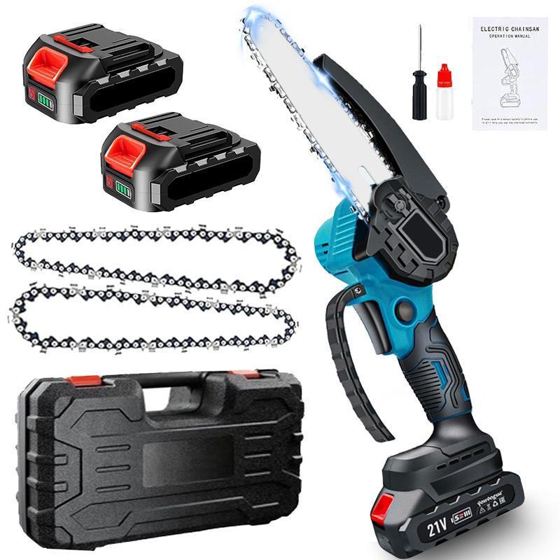 Mini Chainsaw Cordless 6-inch, Portable Handheld Electric Chain Saw with 2x3000mAh Large Batteries, Battery Powered Chainsaw Garden Tools for Wood Cutting Tree Trimming, Best Gifts for Dad, Husband