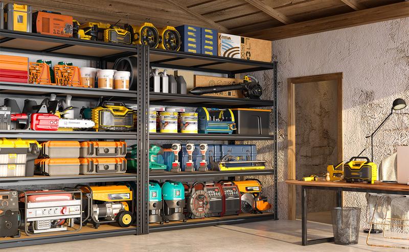 48" W Garage Shelving 3000LBS Heavy Duty Garage Storage Shelves, 5 Tier Adjustable Metal Shelving Unit Utility Rack Shelf for Warehouse, Pantry, Closet, Kitchen , Black 48" W Garage Shelving 3000LBS Heavy Duty Garage Storage Shelves, 5 Tier Adjustable Metal Shelving Unit Utility Rack Shelf for Warehouse, Pantry, Closet, Kitchen , Black